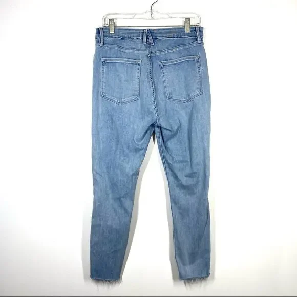 GOOD AMERICAN Good Waist Crop Raw Edge Skinny Jeans Distressed 14 / 32 - Picture 7 of 7